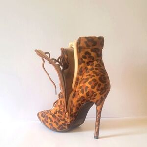 Animal Print Heel Ankle Boots
